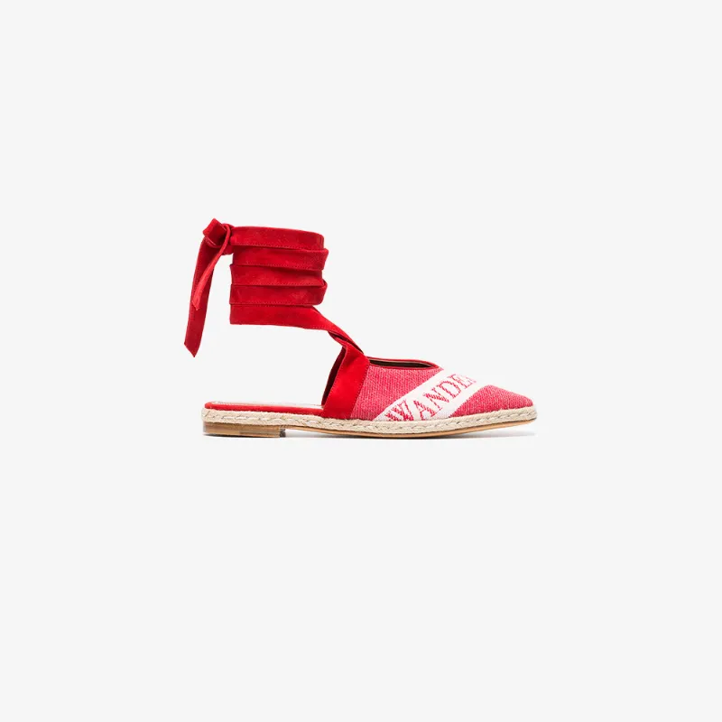 Jw Anderson J.w. Anderson Open Flat Logo Ballerinas In Red