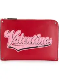 Valentino Garavani Rockstud appliqué clutch - Red