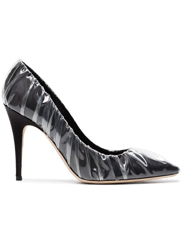 Off-White C/O Jimmy Choo Black Anne 100 PVC Wrapped Satin Pumps