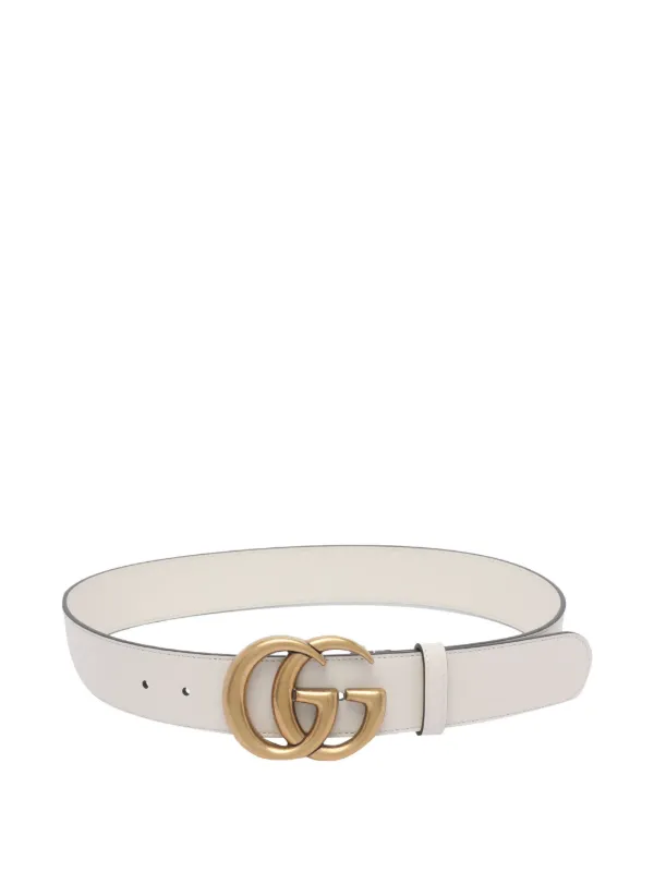 Gucci Double G-buckle Leather Belt in White