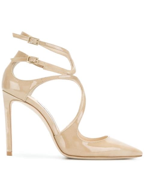 Jimmy Choo Lancer 100 Nude Patent Leather Pointy Toe Pumps In Neutrals ...