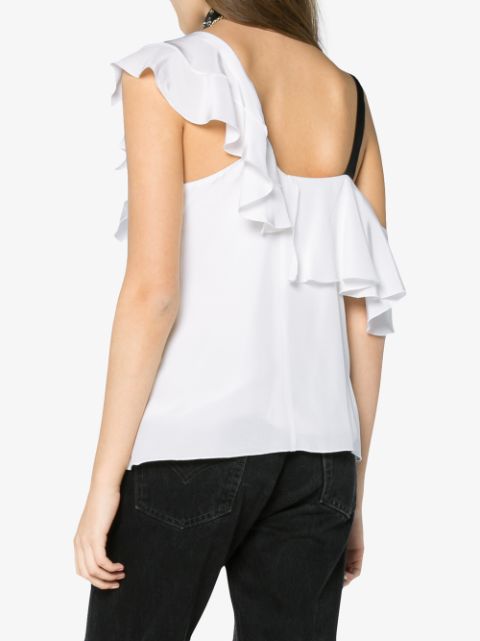 Shop white Proenza Schouler asymmetric ruffle blouse with Express ...