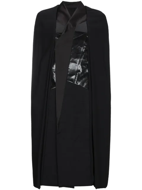 Rick Owens Leather panel cape coat