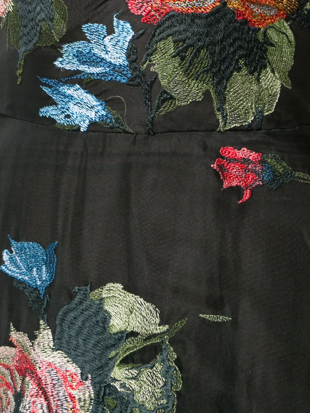 Marchesa Notte geborduurde off-the-shoulder jurk met bloemen Zwart