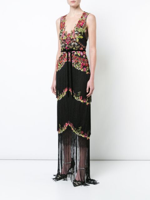 marchesa notte fringe gown