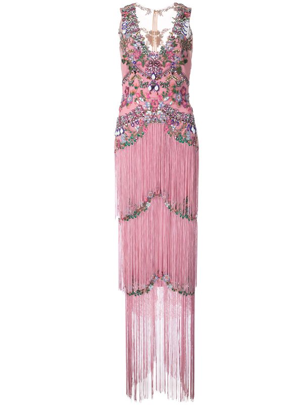 beaded fringe evening gowns