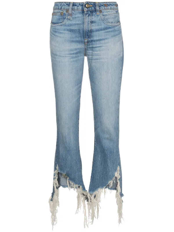 distressed hem jeans