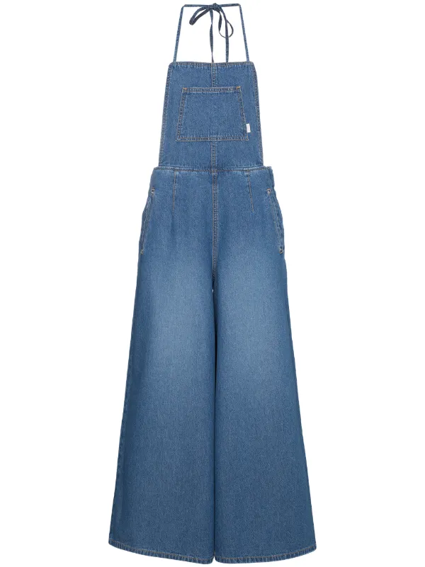 halter neck denim jumpsuit