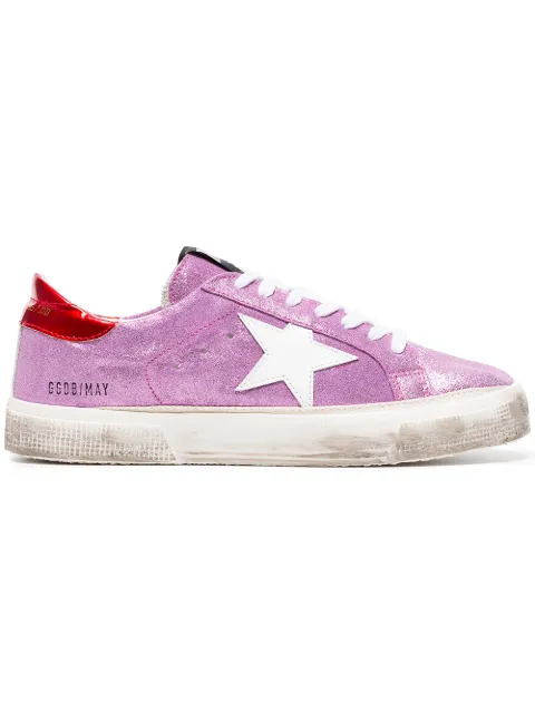 pink glitter golden goose sneakers