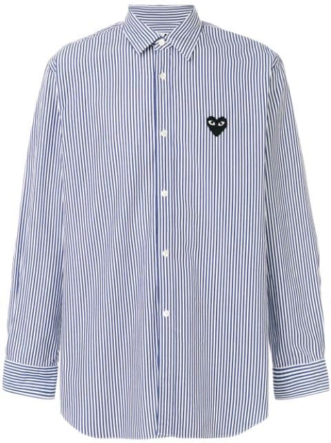 Comme Des Garçons Play striped heart logo shirt