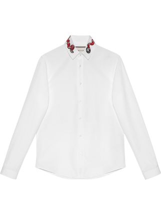 Gucci White Snake Collar Shirt for Men