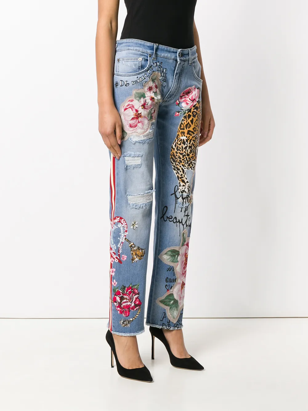 jeans with tiger patch
