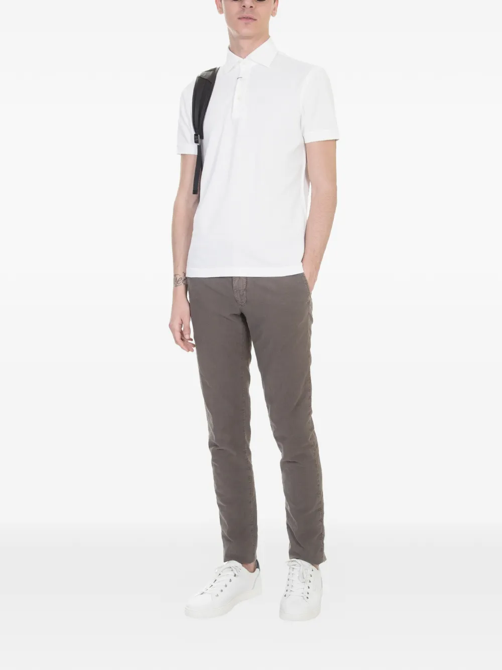  Dell'oglio Klassisches Poloshirt   Weiß 