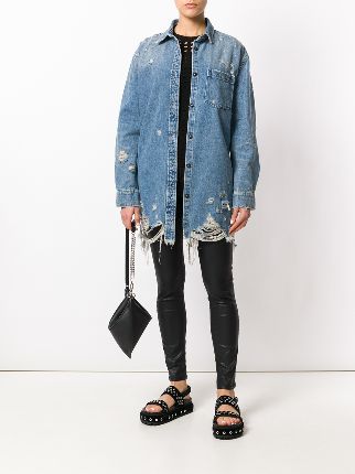 oversized distressed denim jacket展示图