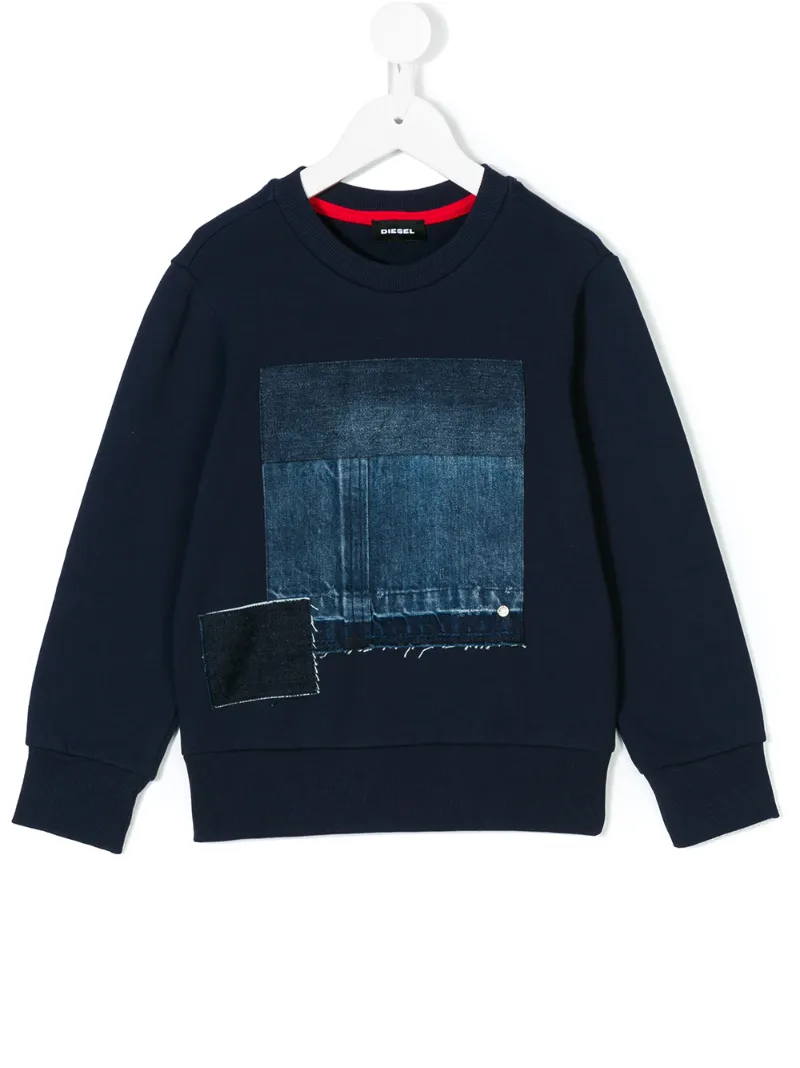 Diesel Kids толстовка с джинсовыми заплатками