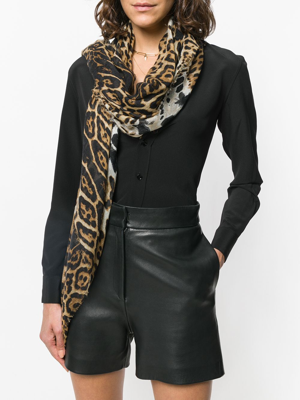 фото Saint Laurent платок с леопардовым принтом