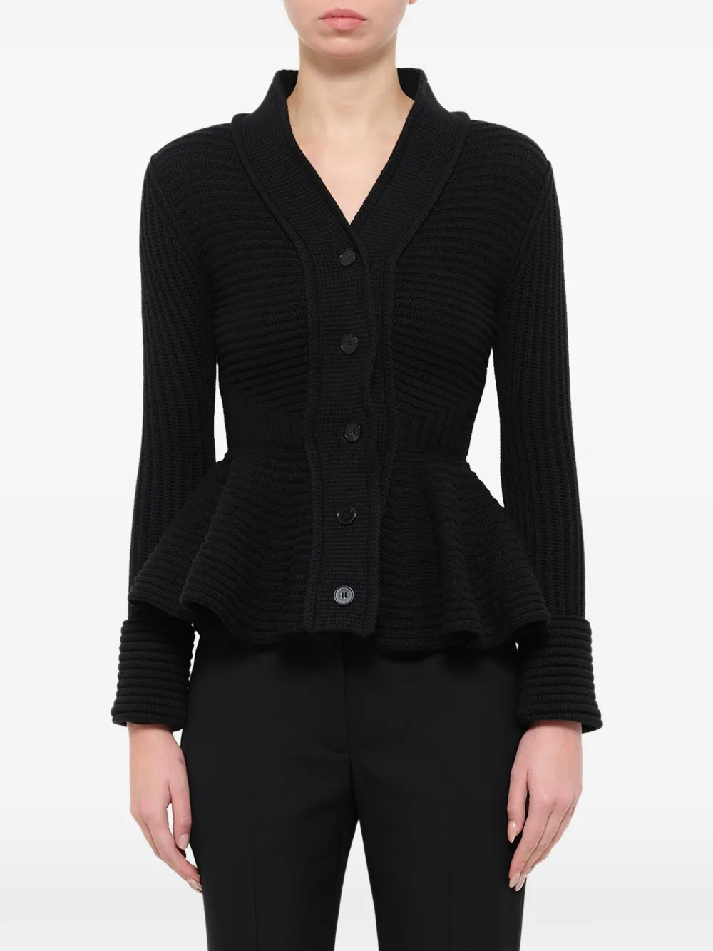 Alexander McQueen Cardigan con volant - Nero