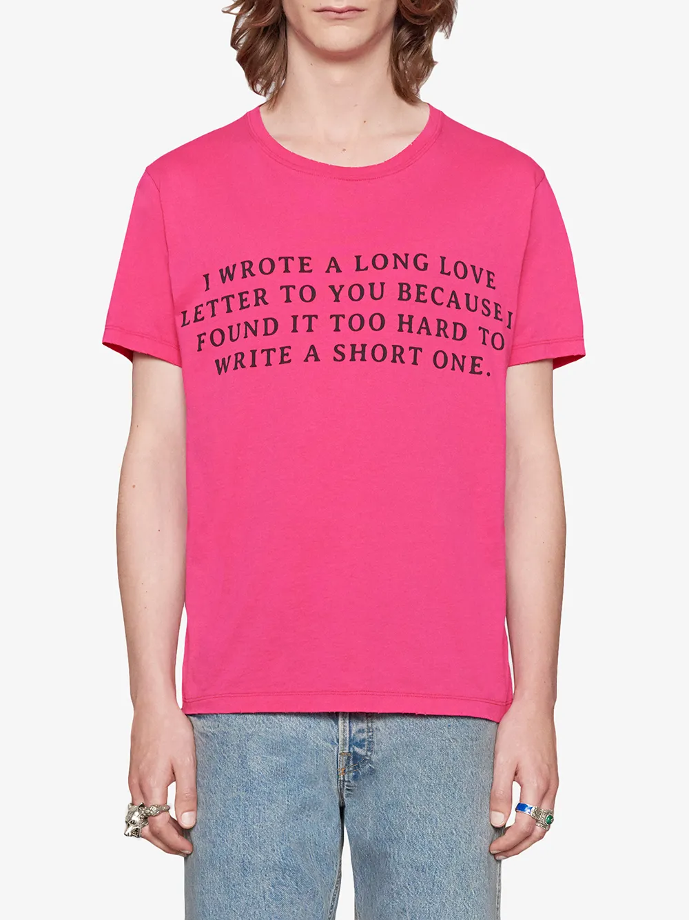 Buy Gucci Online $480 letter T-shirt ... print Love - AW18