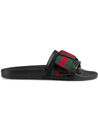 Gucci Pursuit Cotton And Ribbon Bow Flat Slides | Farfetch.com