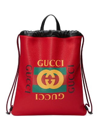 Gucci Gucci Print Leather Drawstring Backpack - Farfetch
