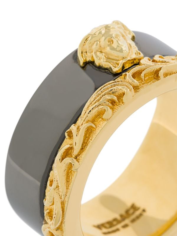 Shop gold Versace Barocco Border ring 