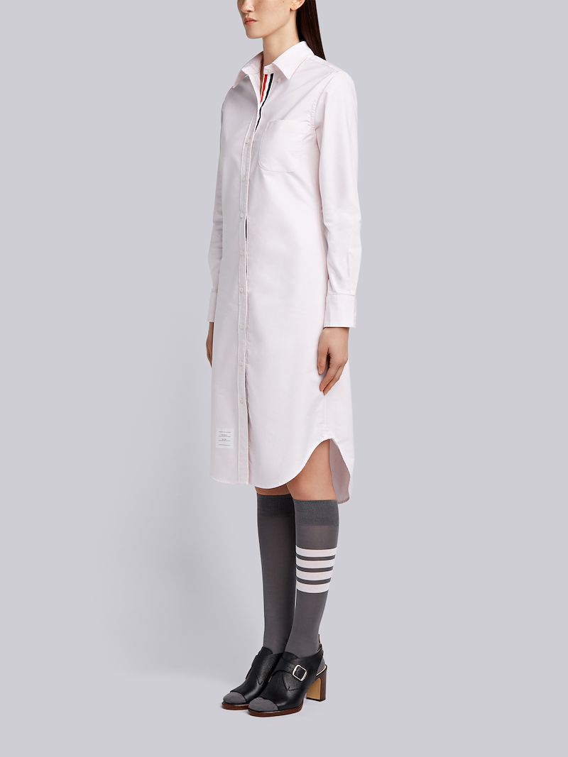 Button Down Knee Length Shirt Dress with Grosgrain Placket Thom