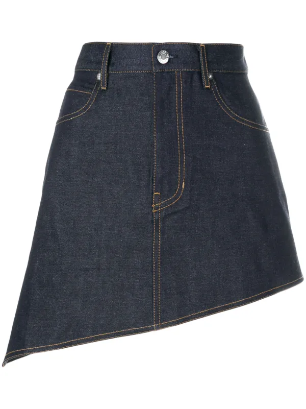 asymmetrical denim skirt