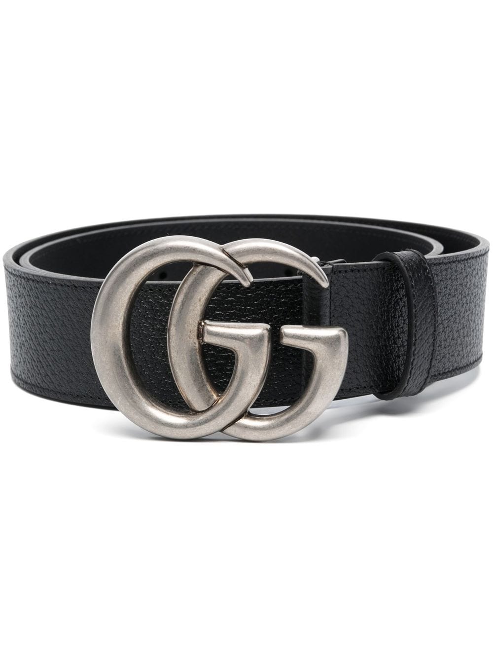 Shop Gucci Gg-buckle Leather Belt In Black