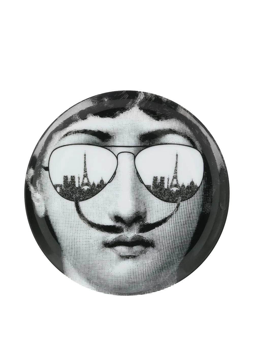 Fornasetti aviator face print coaster | White | Image 1