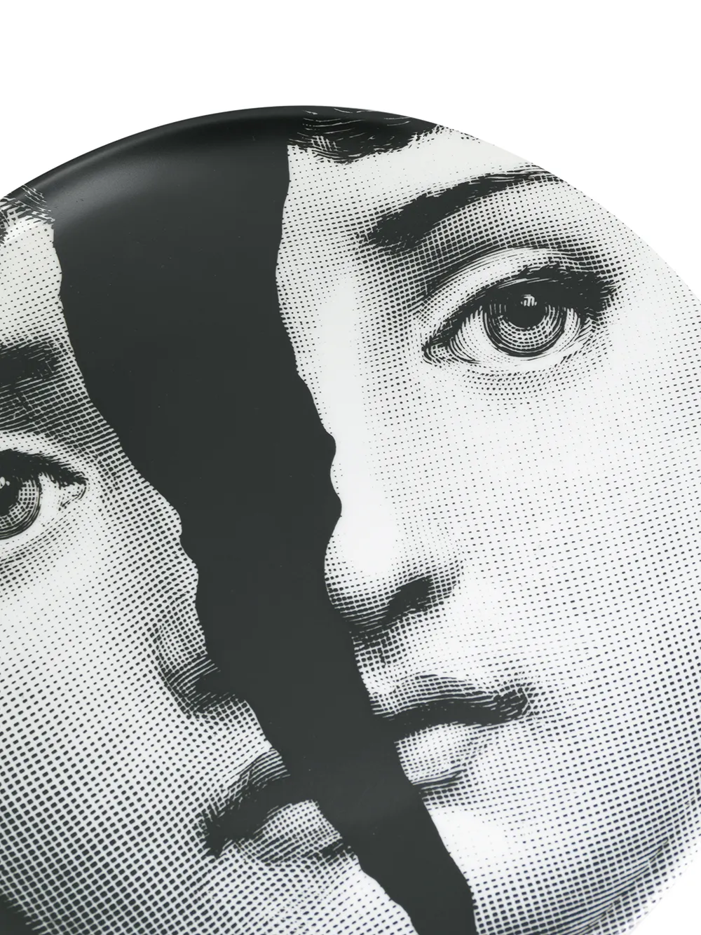 Fornasetti Broken Face Plate In Black