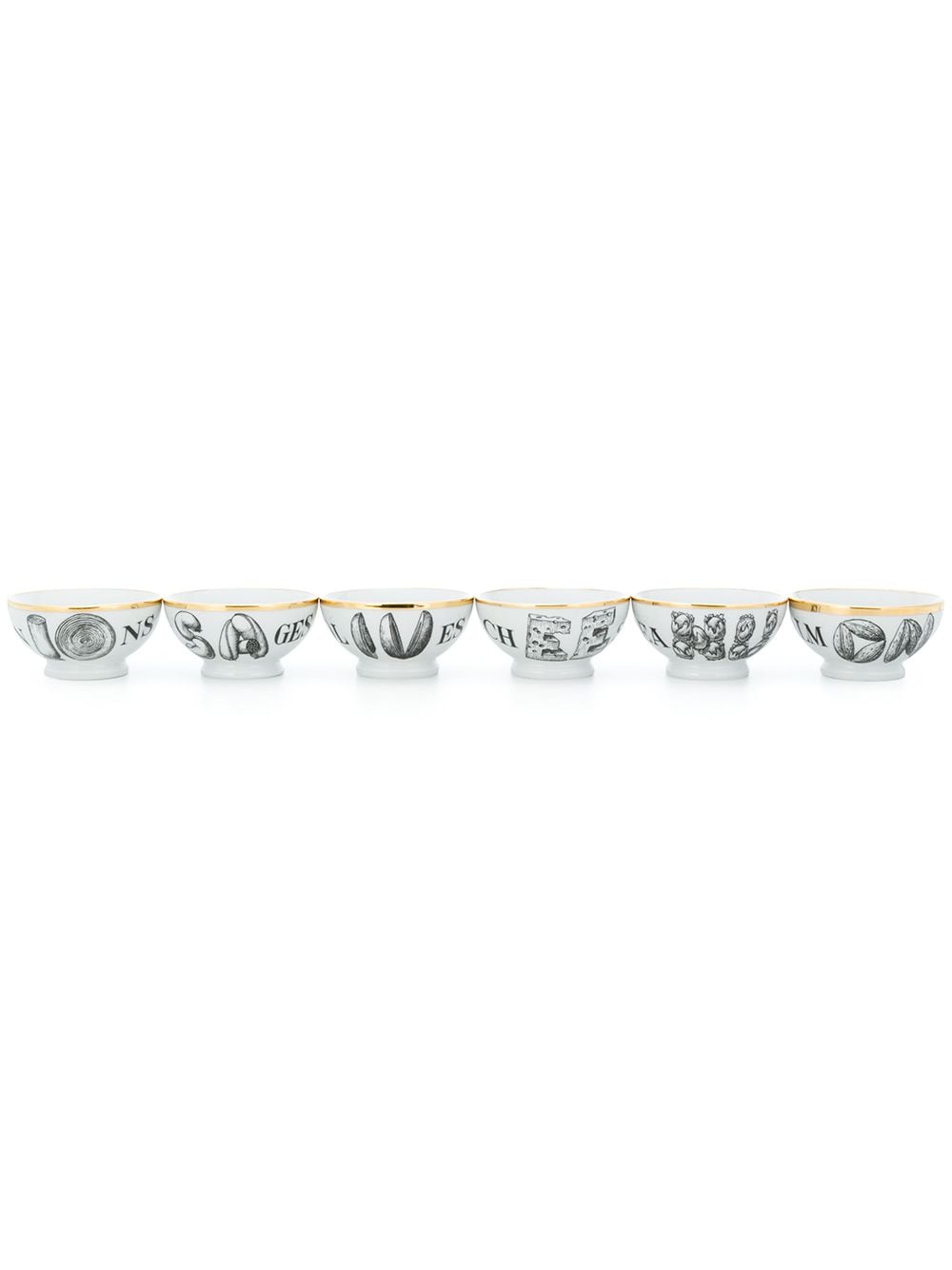 Fornasetti Appetizers Bowls In White