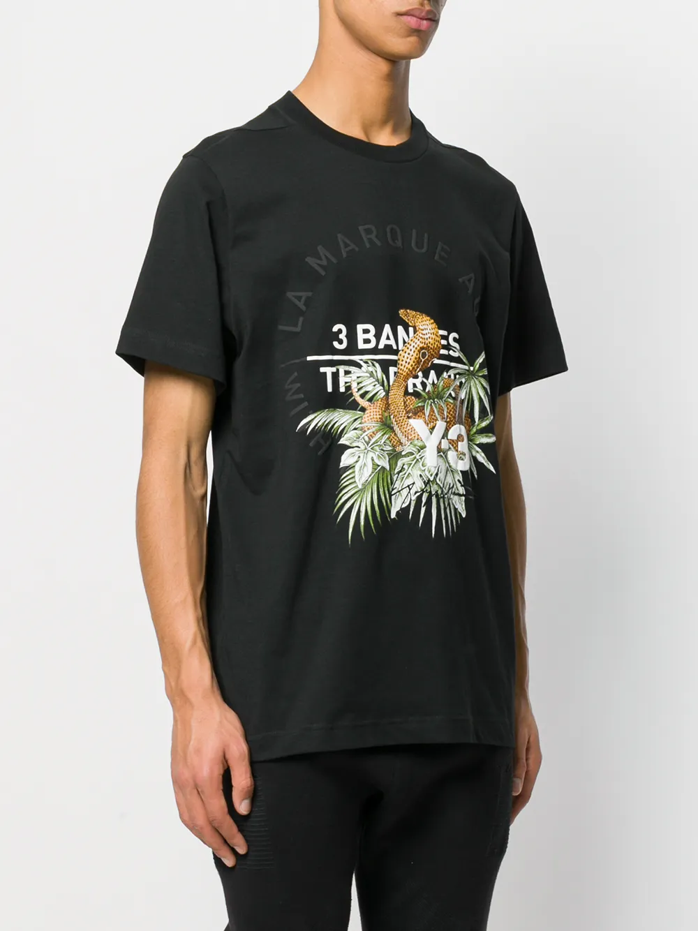  Y 3 T Shirt Mit Kobra Print   Schwarz 
