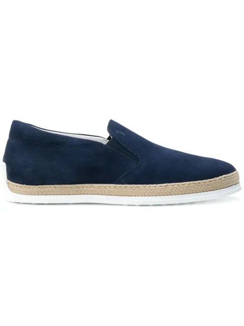 Click to view more detailed imagery on our partner's website Tod's Suede Espadrille Slip-on Sneaker, Navy In U820 Galassia