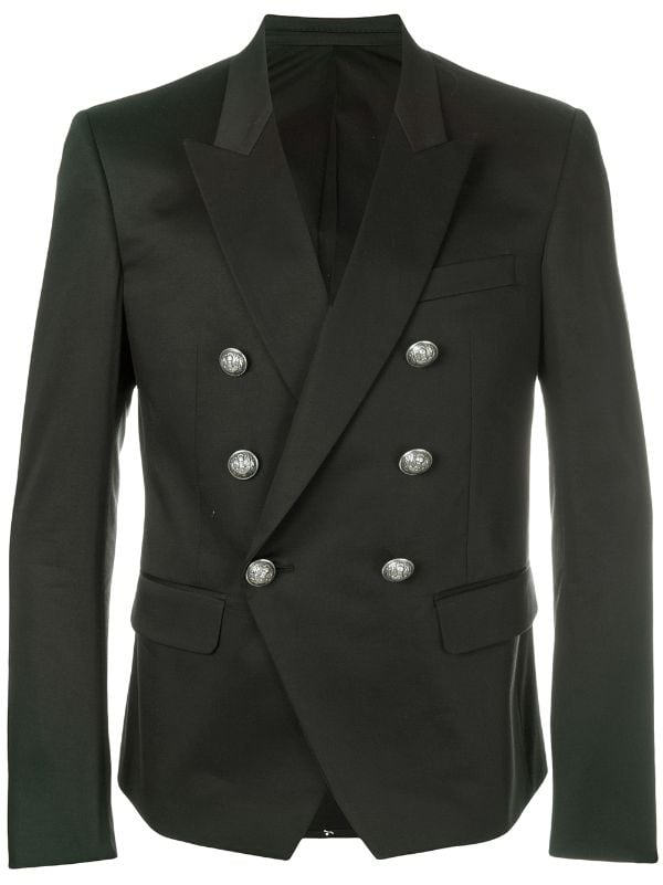 Balmain double-breasted logo-embossed Blazer - Farfetch