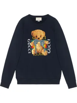 pink gucci sweater with green bear