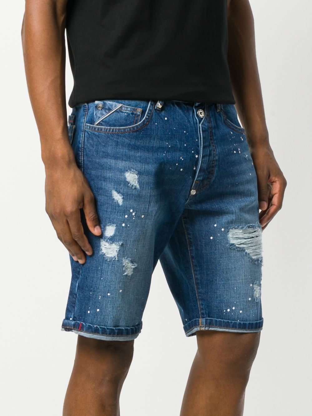 фото Philipp plein джинсовые шорты с потертой отделкой