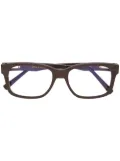 Gold And Wood chunky square frame glasses - Brown