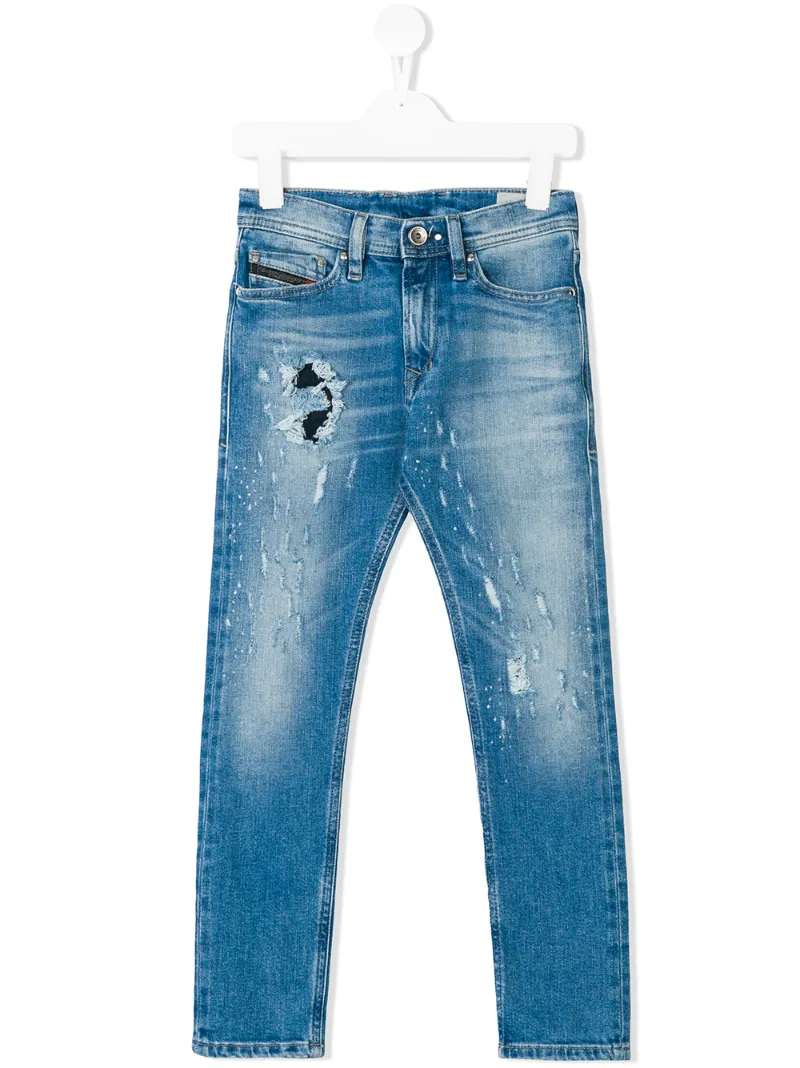 Diesel Kids джинсы с потертой отделкой