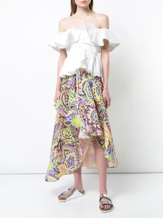 print draped midi skirt展示图