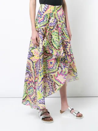 print draped midi skirt展示图