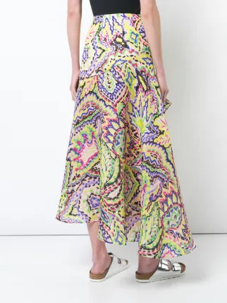 print draped midi skirt展示图