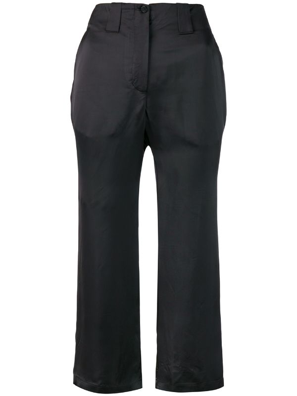 black satin capri pants