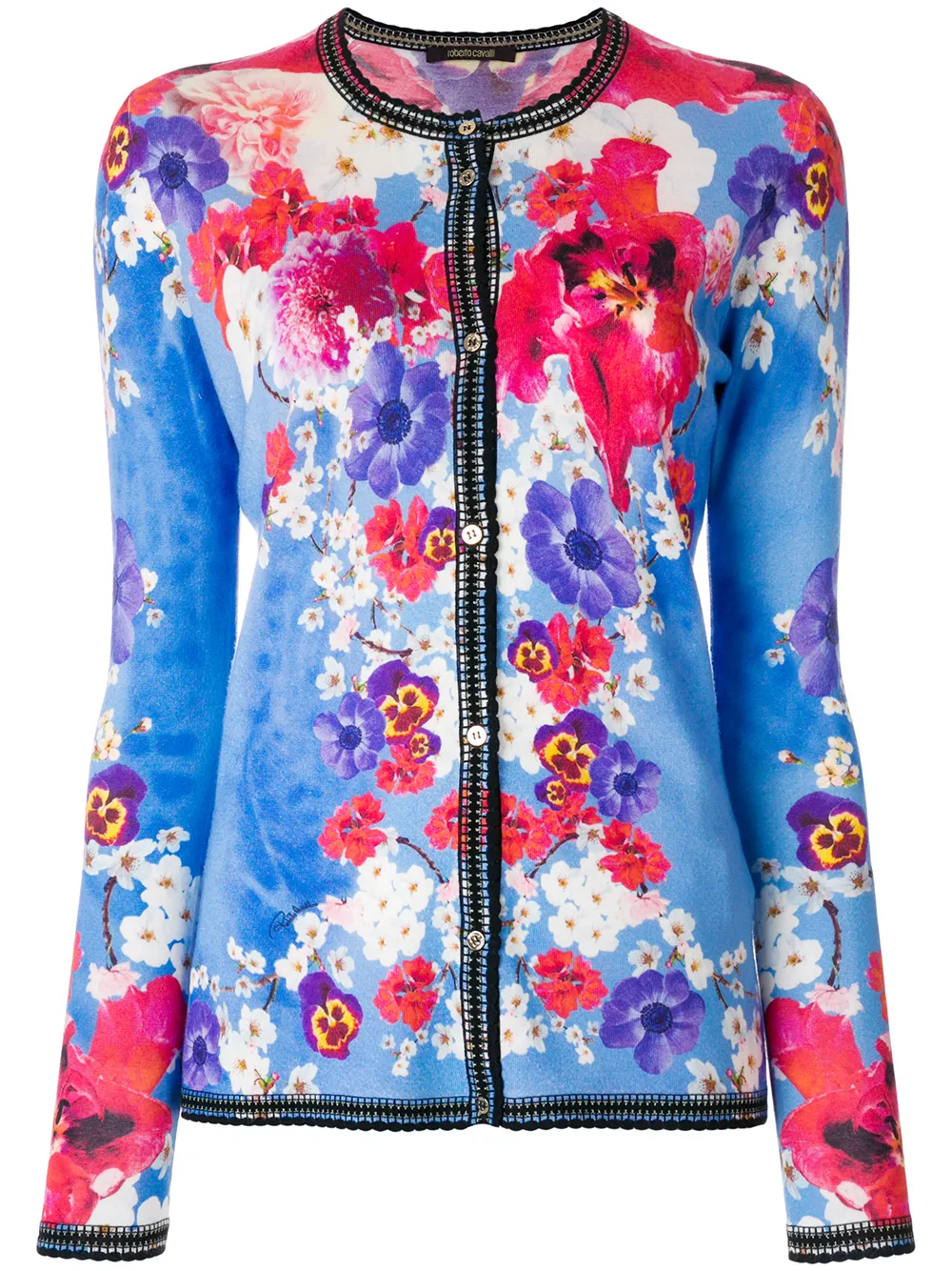 Roberto Cavalli long sleeved floral cardigan - Blu