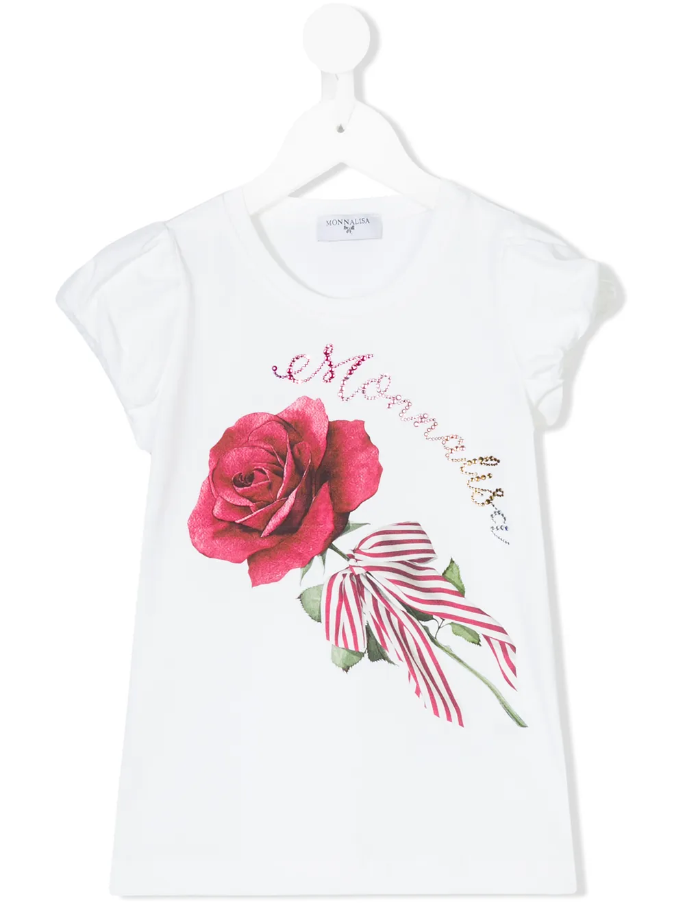 Monnalisa rose print T-shirt | White | Image 1
