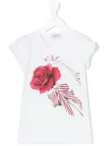 Monnalisa rose print T-shirt - White