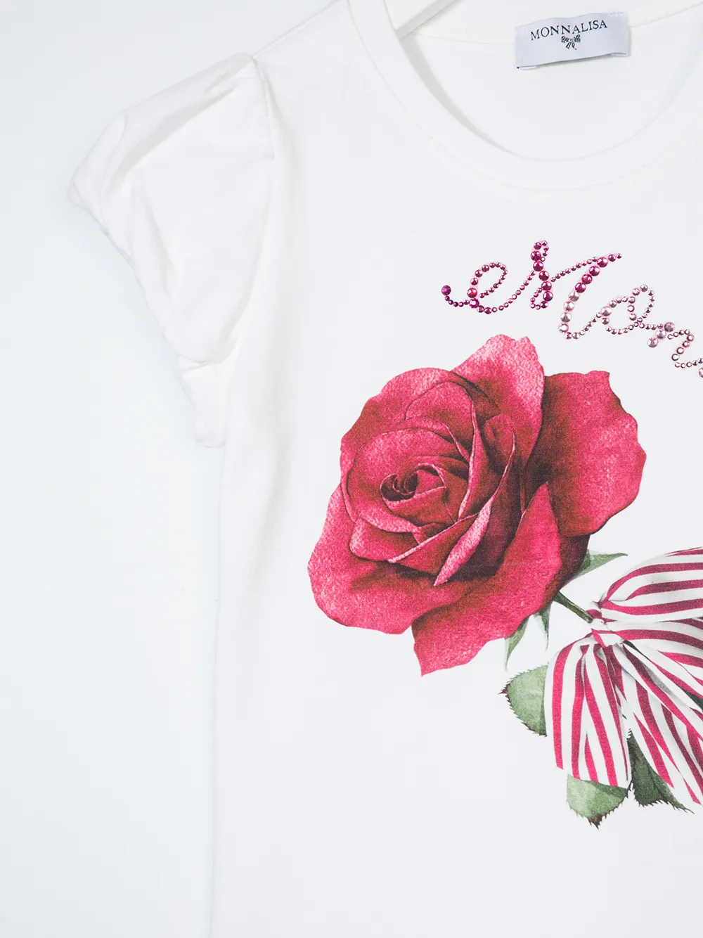 Monnalisa t-shirt met rozenprint Wit