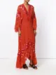 Roberto Cavalli floral embroidered frill trim maxi dress