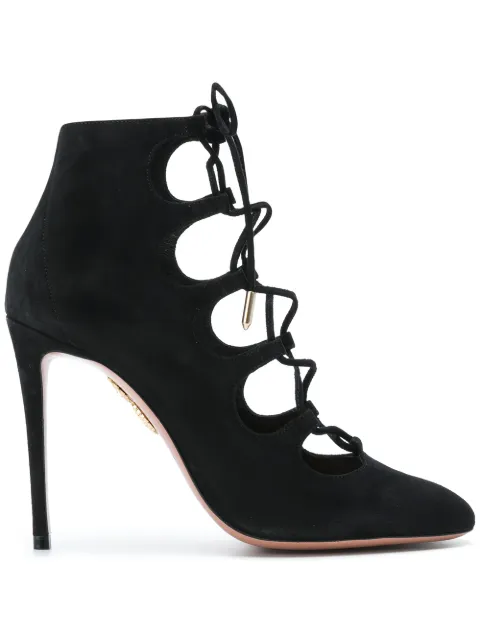Click to view more detailed imagery on our partner's website Aquazzura Black Suede Flirt Bootie 105Mm