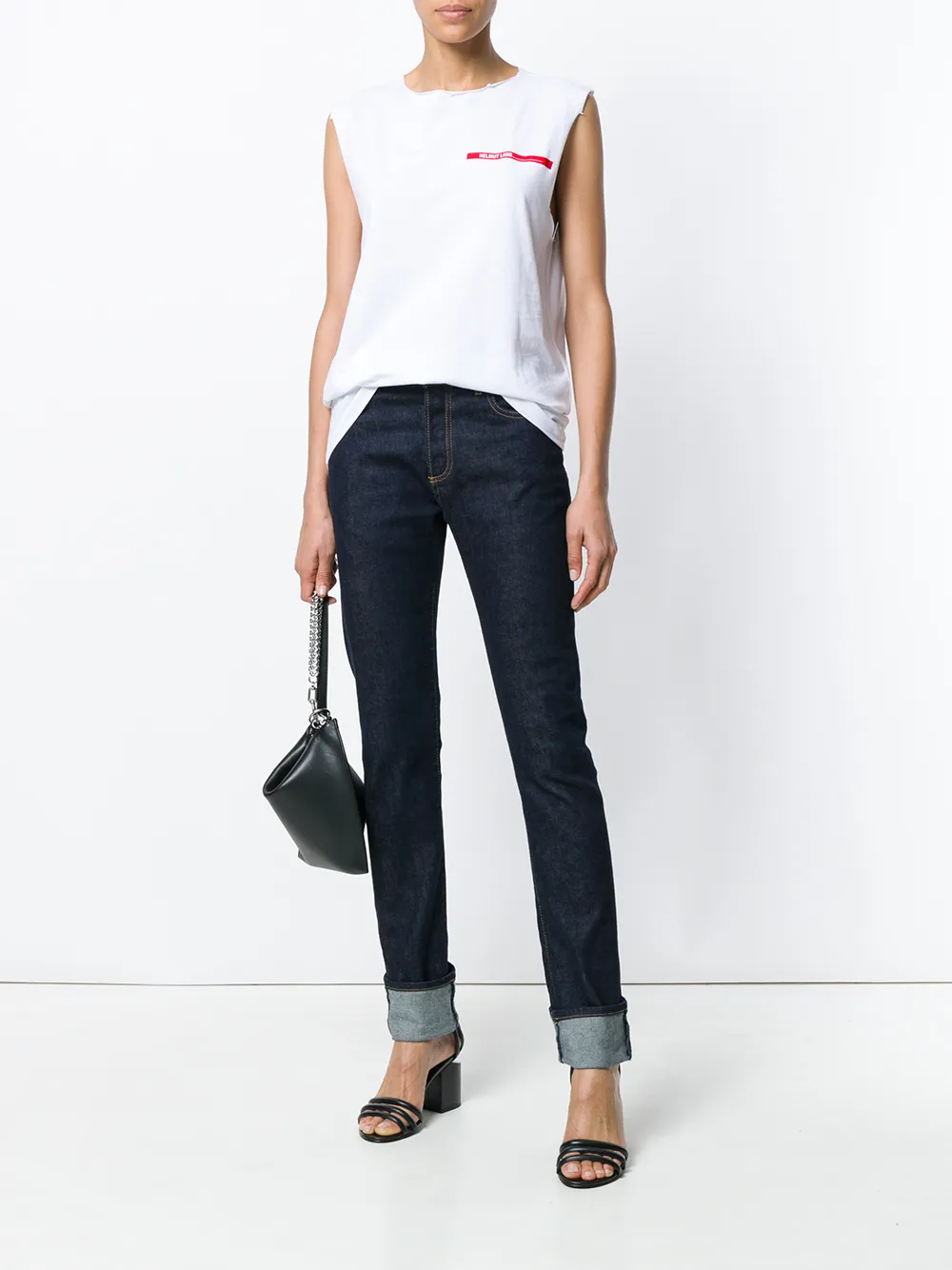 Helmut Lang geripte logo tanktop Wit