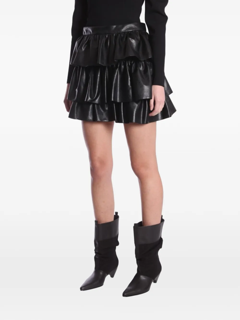 Stella McCartney minijupe à design superposé volanté - Noir
